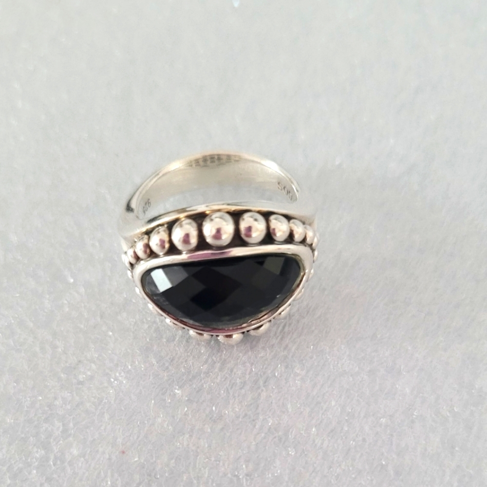 LAGOS Sterling Silver Onyx Maya Ring 7